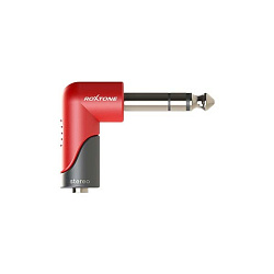 Roxtone RPAN245 Переходник угловой 3,5mm stereo Female Jack -6,3   Male Jack, черно-красный