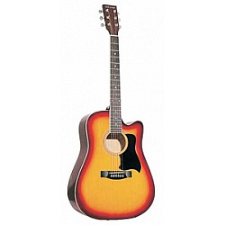 Caraya F601-BS Акустическая фолк-гитара 41" с вырезом, дредноут.