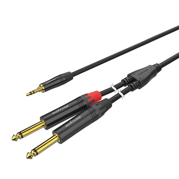 ROXTONE PACC280/2 - Премиальный аудиокабель 5.5мм (3.5мм stereo-jack X 3мм mono-jack), 2м