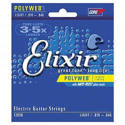 Elixir 12050 POLYWEB Комплект струн для электрогитары, Light, никелированная сталь 10-46
