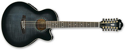 IBANEZ AEL2012E TRANSPARENT BLACK SUNBURST Электроакустическая 12-cтрунная гитара.