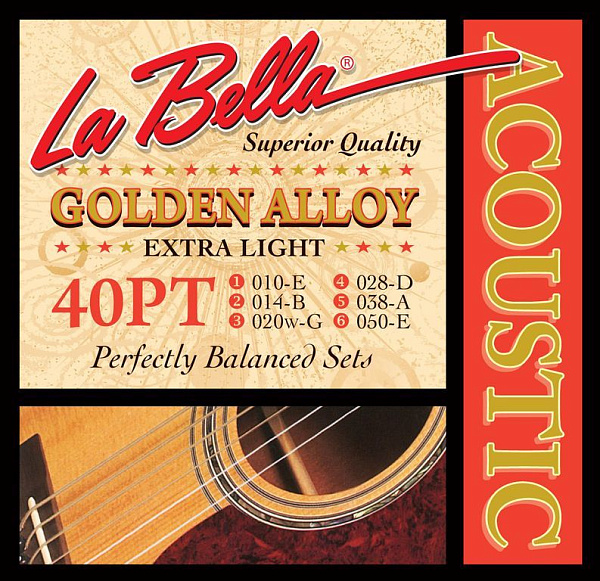 La Bella 40PT Extra light - Струны для акустической гитары,10-50