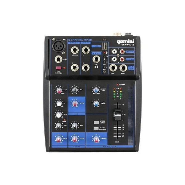 Gemini GEM-05USB - 5-ти канальный микшер с Bluetooth