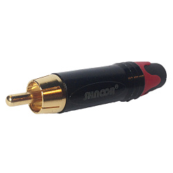 SHNOOR SRCM-G-R Разъём RCA"тюльпан" кабельный "папа" чёрный,красный хвостовик, позолоченный контак