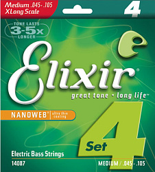 Elixir 14087 струны для бас-гитары Medium 45-105
