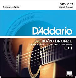 D'Addario EJ11 BRONZE 80/20 - cтруны для акустической гитары бронза Light 12-53