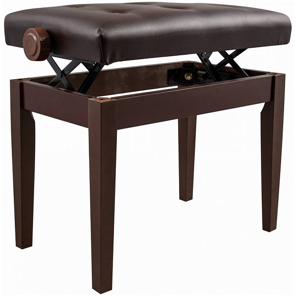 FLIGHT KB012 DBN - деревянная банкетка, рег. высота 48-56 см., коричневый матовый, обивка кожзам