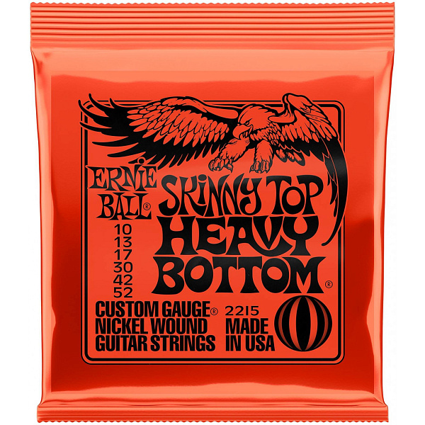 Ernie Ball 2215 - Струны для электрогитары 10-52, Nickel Wound Skinny Top Heavy Bottom