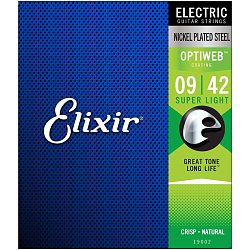Elixir 19002 OptiWeb - Струны для электрогитары (9-42), Super Light