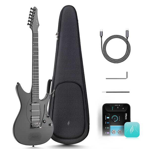 Enya NOVA GO SONIC NEW Black Inspire - Электрогитара Superstrat со встр. эффектами с чехлом, чёрная