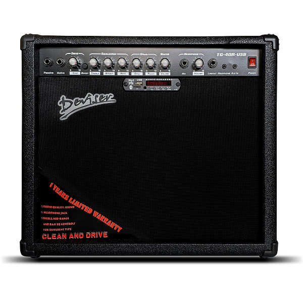 Deviser TG-40 USB - Транзисторный гитарный комбо, 40Вт, 2 канала, динамик 8", MP3/ Bluetooth/ USB