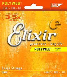 Elixir 11600 POLYWEB Комплект струн для банджо, Light, 9-20