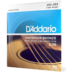 D'Addario EJ16 - Струны для акустической гитары (12-53), фосфорная бронза, Light