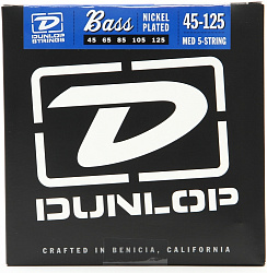 Dunlop DBN45125 Струны для 5-струнной бас-гитары (45-125), никель.