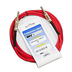 Invotone ACI1003R - инструментальный кабель, mono jack 6,3 <-> mono jack 6,3, длина 3 м (красный)