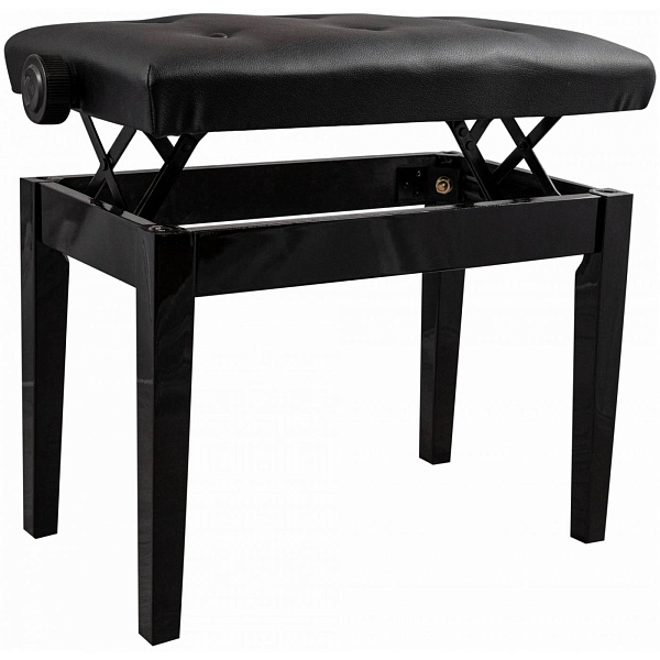 FLIGHT KB012 BK - деревянная банкетка, рег. высота 48-56 см., черный матовый, обивка кожзам