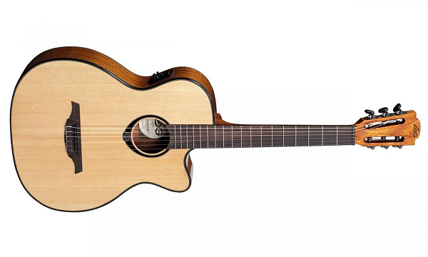 LAG TN66ACE Электроакустическая гитара с нейлоновыми струнами аудиторум с вырезом, цвет натуральный.