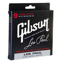 GIBSON SEG-LP9 LES PAUL PURE NICKEL WOUND .009-042 струны для электрогитары